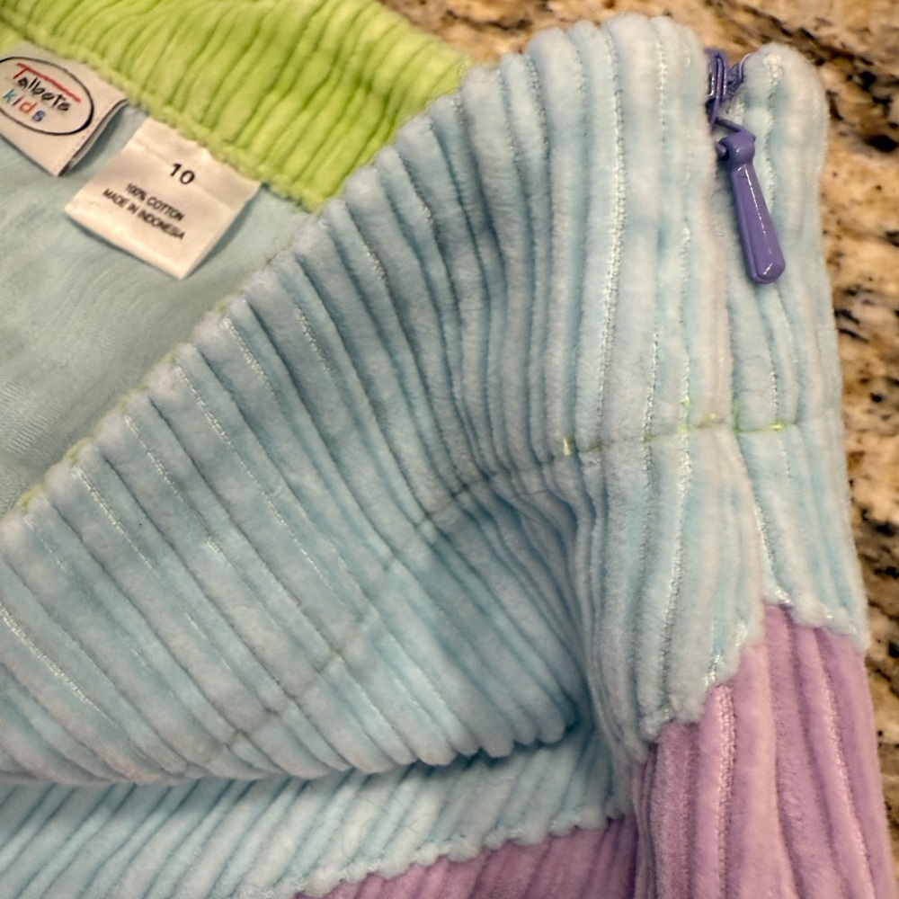 Talbots Colorblock Corduroy Mini Skirt - Lime, Light Blue, Lavender, Purple - Picture 5 of 9